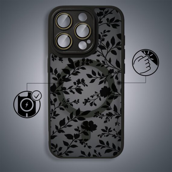 Etui do iPhone 16 Pro Max Color Flush z MagSafe, z osłoną aparatu, cienisty ogród, czarne (6)