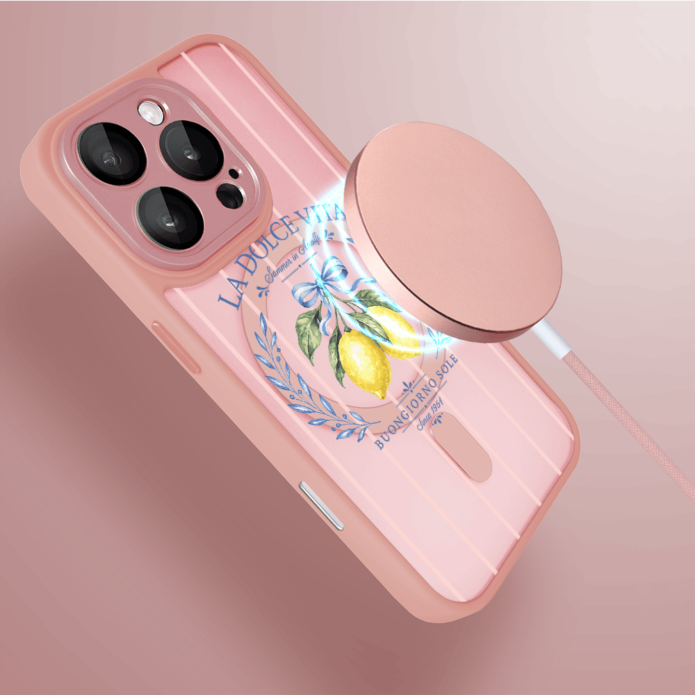 Etui do iPhone 16 Pro Max Color Flush z MagSafe, z osłoną aparatu, cytrynowa dolce vita, różowe (2)