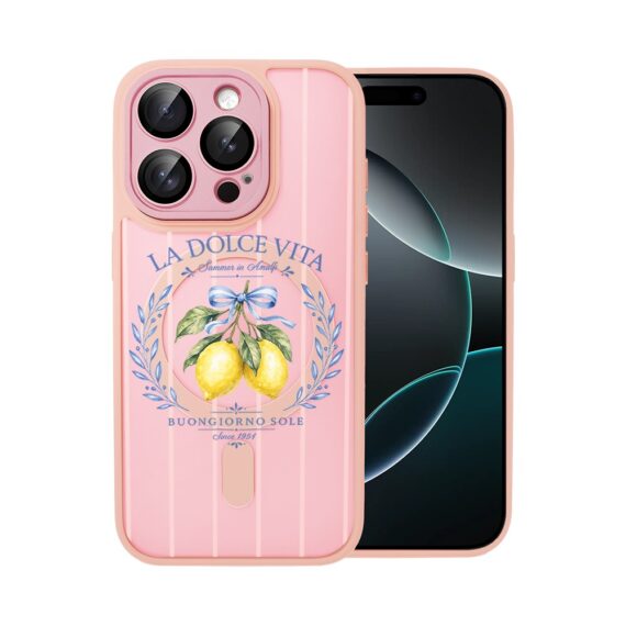 Etui do iPhone 16 Pro Max Color Flush z MagSafe, z osłoną aparatu, cytrynowa dolce vita, różowe (6)