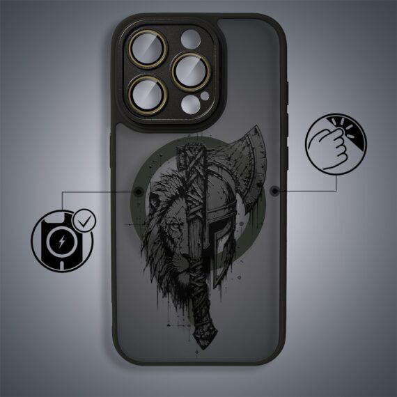 Etui do iPhone 16 Pro Max Color Flush z MagSafe, z osłoną aparatu, dusza wojownika, czarne (4)