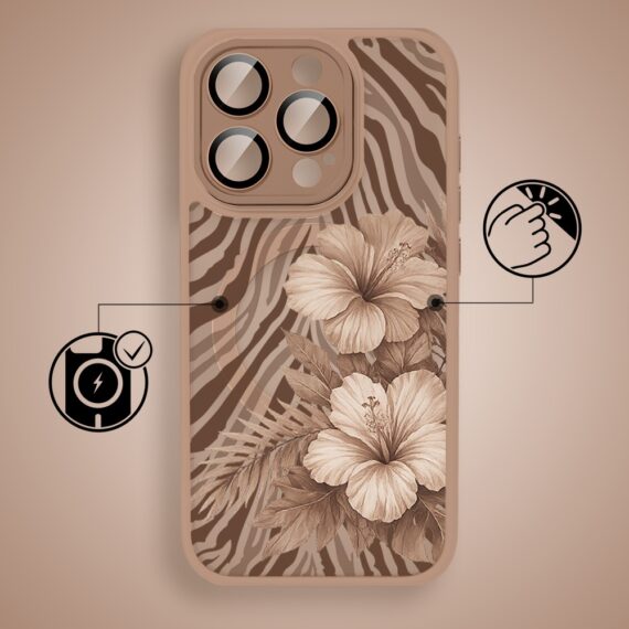 Etui do iPhone 16 Pro Max Color Flush z MagSafe, z osłoną aparatu, egzotyczny hibiskus latte, pustynny brąz (1)