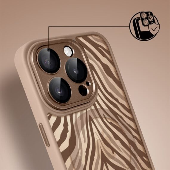 Etui do iPhone 16 Pro Max Color Flush z MagSafe, z osłoną aparatu, hipnotyczna zebra, pustynny brąz (2)