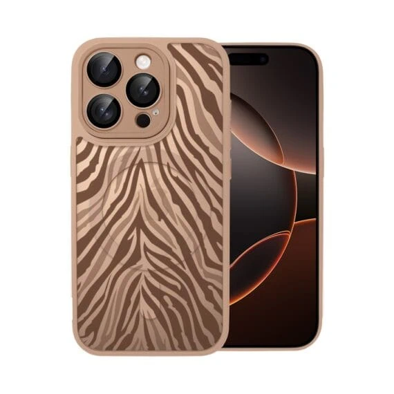 Etui do iPhone 16 Pro Max Color Flush z MagSafe, z osłoną aparatu, hipnotyczna zebra, pustynny brąz (4)