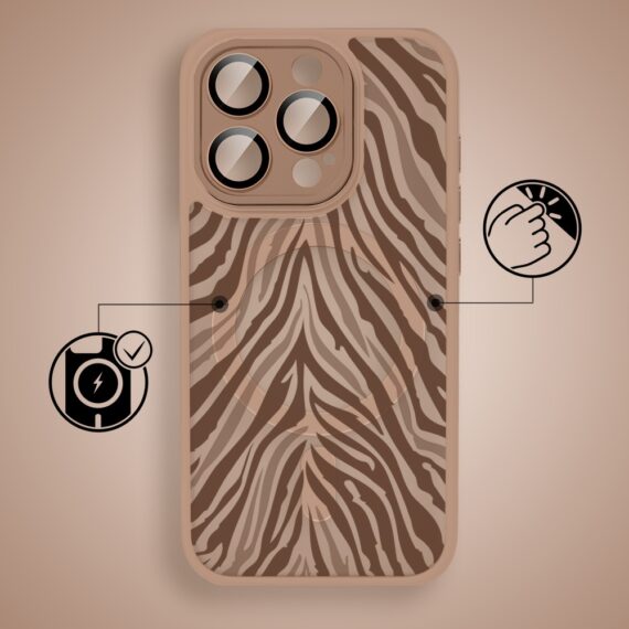 Etui do iPhone 16 Pro Max Color Flush z MagSafe, z osłoną aparatu, hipnotyczna zebra, pustynny brąz (5)