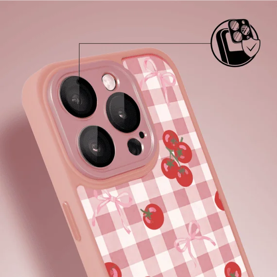 Etui do iPhone 16 Pro Max Color Flush z MagSafe, z osłoną aparatu, kratka pomodoro, różowe (3)