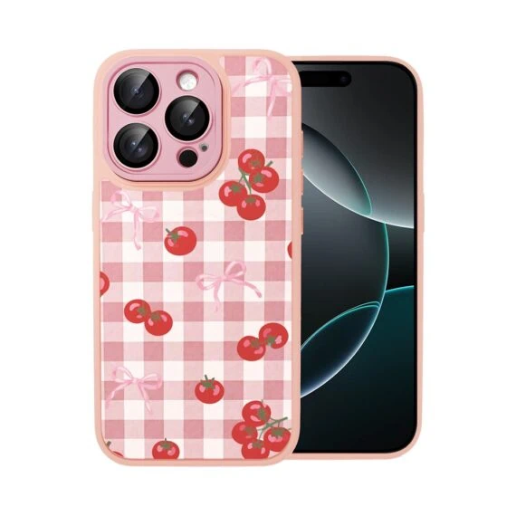 Etui do iPhone 16 Pro Max Color Flush z MagSafe, z osłoną aparatu, kratka pomodoro, różowe (5)