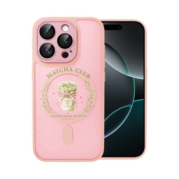 Etui do iPhone 16 Pro Max Color Flush z MagSafe, z osłoną aparatu, matcha club, różowe (4)