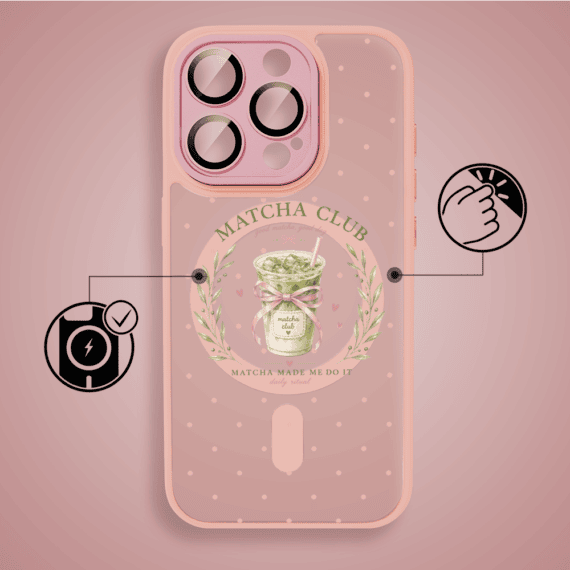 Etui do iPhone 16 Pro Max Color Flush z MagSafe, z osłoną aparatu, matcha club, różowe (5)