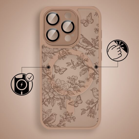 Etui do iPhone 16 Pro Max Color Flush z MagSafe, z osłoną aparatu, nocna botanika, pustynny brąz (1)