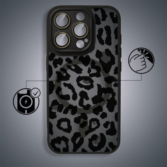 Etui do iPhone 16 Pro Max Color Flush z MagSafe, z osłoną aparatu, subtelna panterka, czarne (1)