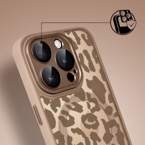 Etui do iPhone 16 Pro Max Color Flush z MagSafe, z osłoną aparatu, subtelna panterka, pustynny brąz (4)