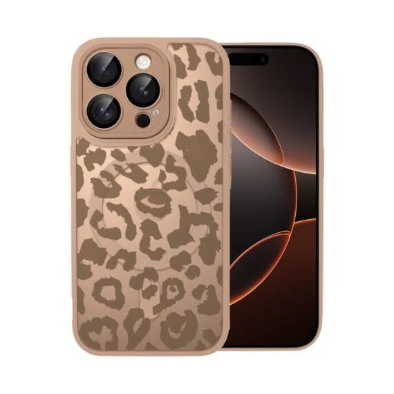 Etui do iPhone 16 Pro Max Color Flush z MagSafe, z osłoną aparatu, subtelna panterka, pustynny brąz (6)