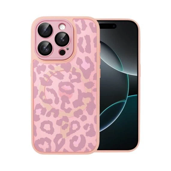 Etui do iPhone 16 Pro Max Color Flush z MagSafe, z osłoną aparatu, subtelna panterka, różowe (5)