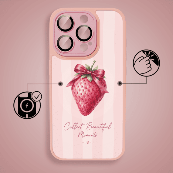 Etui do iPhone 16 Pro Max Color Flush z MagSafe, z osłoną aparatu, truskawkowy moment, różowe (4)