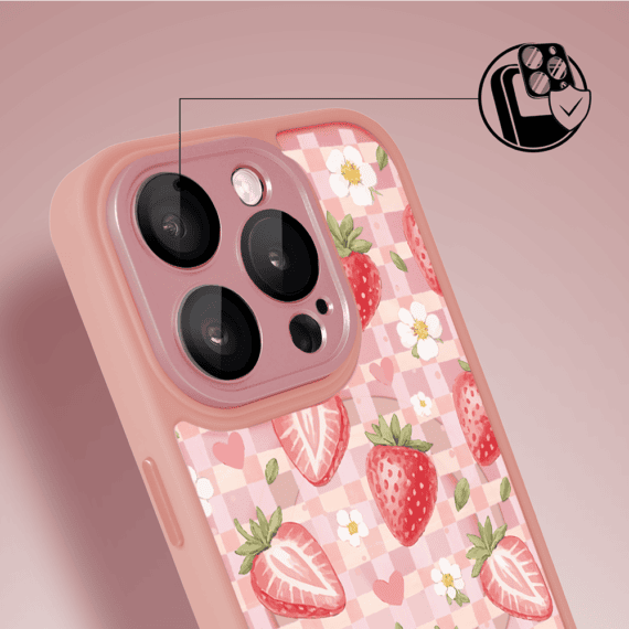 Etui do iPhone 16 Pro Max Color Flush z MagSafe, z osłoną aparatu, truskawkowy piknik, różowe (1)