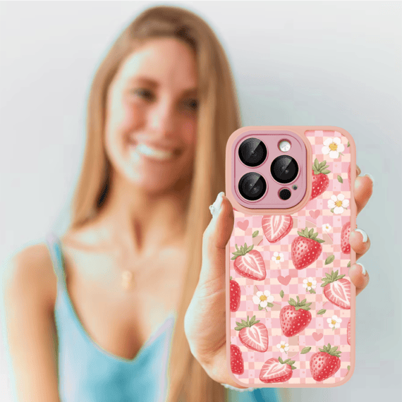 Etui do iPhone 16 Pro Max Color Flush z MagSafe, z osłoną aparatu, truskawkowy piknik, różowe (6)