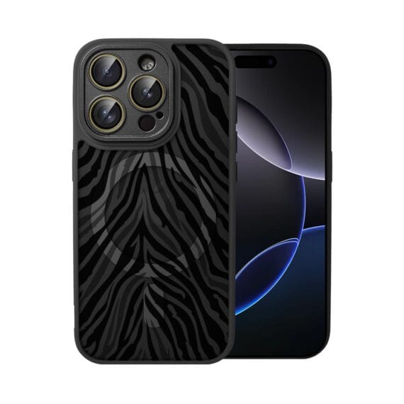 Etui do iPhone 16 Pro Max Color Flush z MagSafe, z osłoną aparatu, wesołe gepardy, czarne (4)