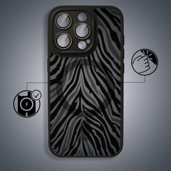 Etui do iPhone 16 Pro Max Color Flush z MagSafe, z osłoną aparatu, wesołe gepardy, czarne (5)