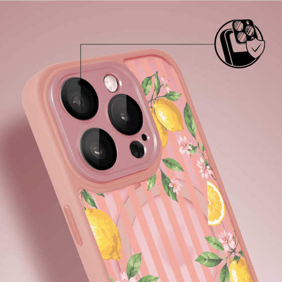 Etui do iPhone 16 Pro Max Color Flush z MagSafe, z osłoną aparatu, włoskie limone, różowe (2)