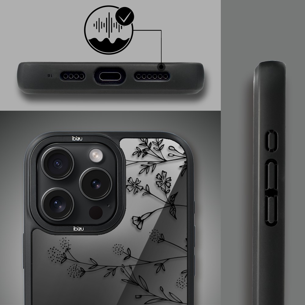 Etui do iPhone 16 Pro Max IBIZU DropGuard Matt z MagSafe, Midnight, Dotyk kwiatów (1)