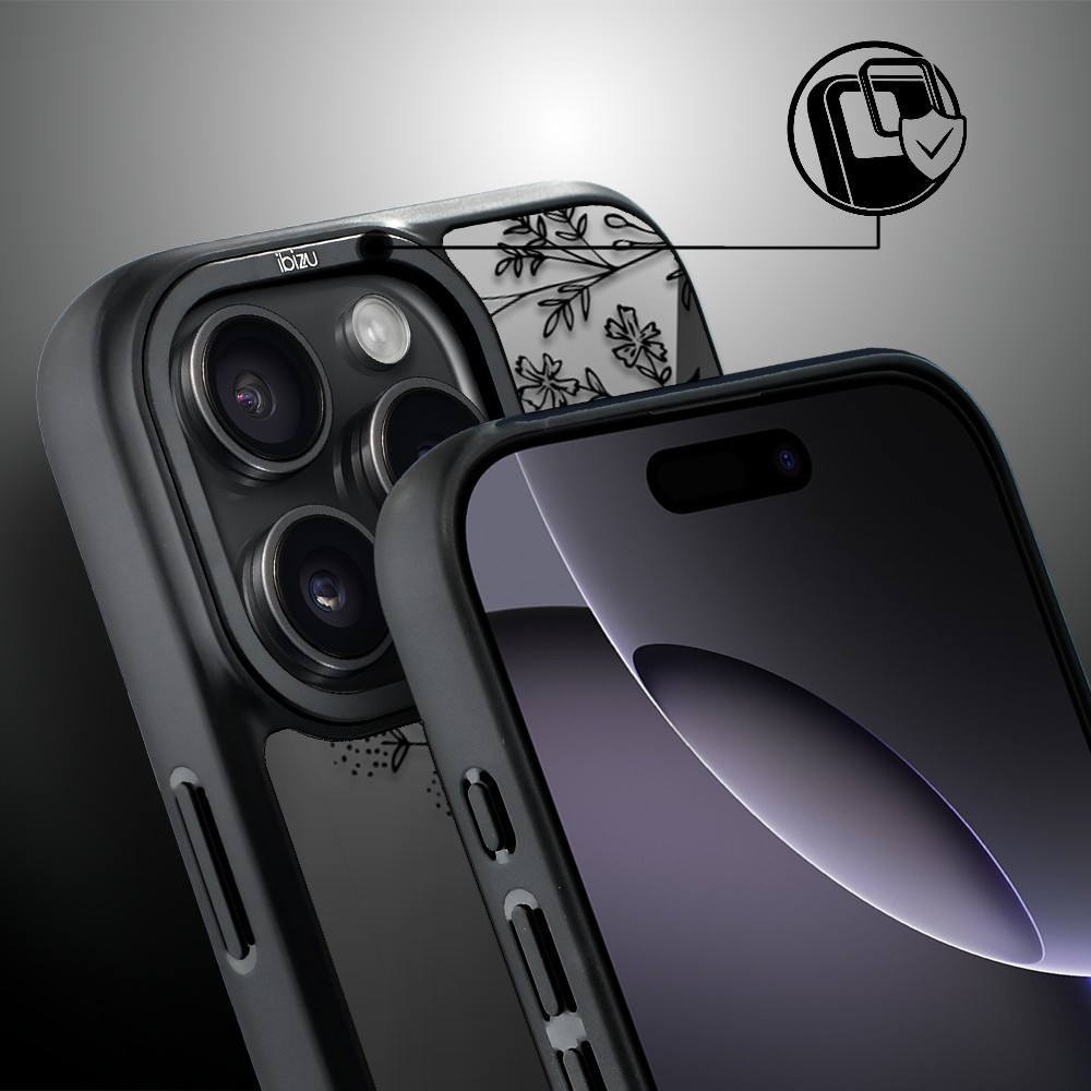 Etui do iPhone 16 Pro Max IBIZU DropGuard Matt z MagSafe, Midnight, Dotyk kwiatów (8)