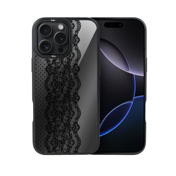 Etui do iPhone 16 Pro Max IBIZU DropGuard Matt z MagSafe, Midnight, Ornamentowa koronka, nowe (5)