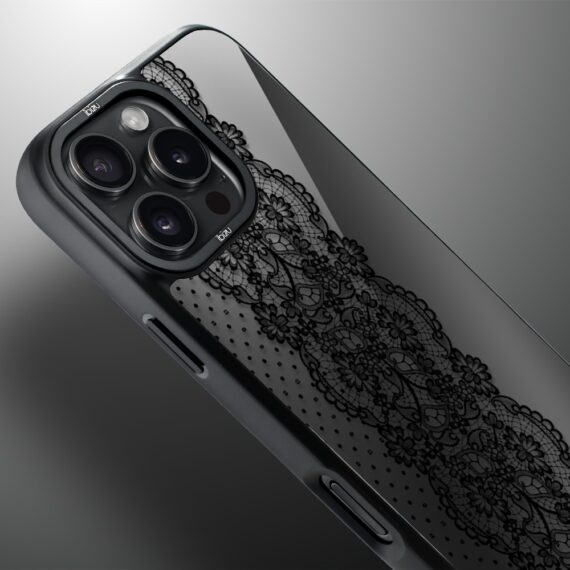 Etui do iPhone 16 Pro Max IBIZU DropGuard Matt z MagSafe, Midnight, Ornamentowa koronka, nowe (7)