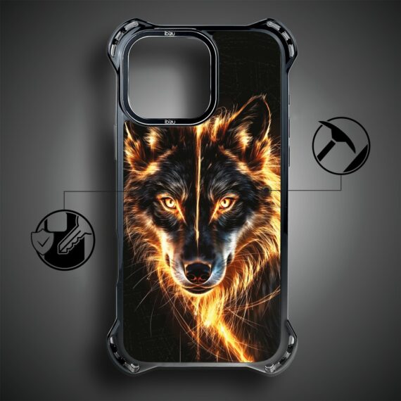 Etui do iPhone 16 Pro Max IBIZU DropGuard Ultra z MagSafe, Wilki, Ognisty wilk (4)