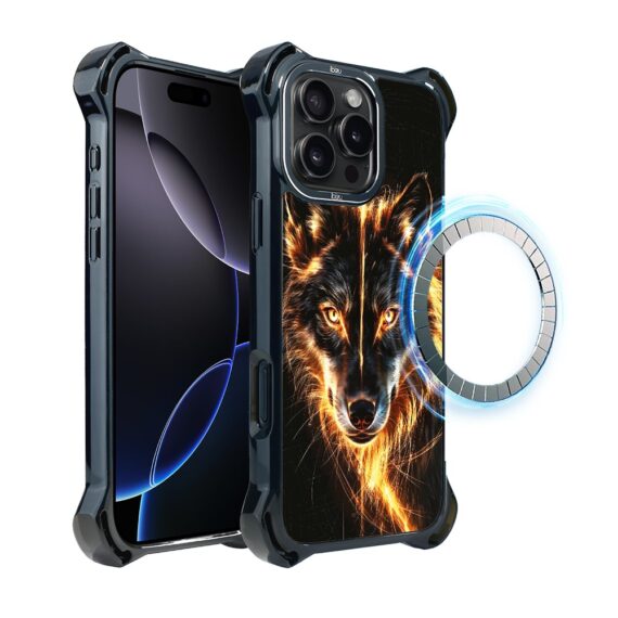 Etui do iPhone 16 Pro Max IBIZU DropGuard Ultra z MagSafe, Wilki, Ognisty wilk (6)