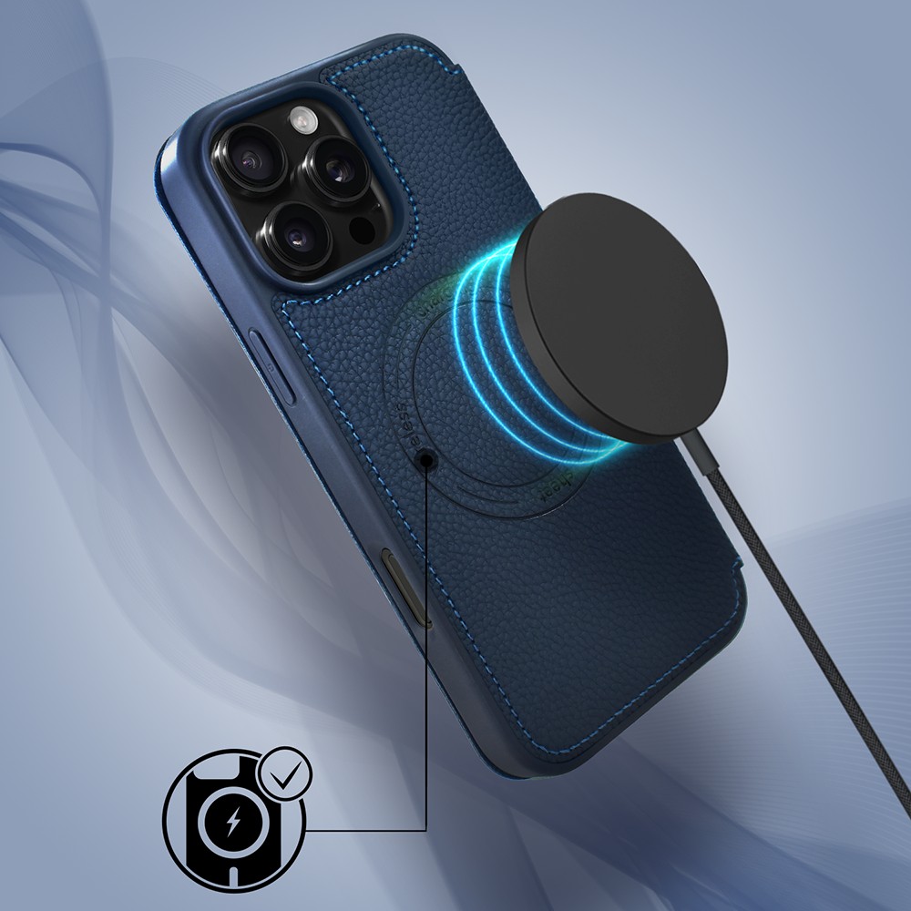 Etui do iPhone 16 pro max z klapką Solid MagSafe Book, typu książka, granatowe (3)