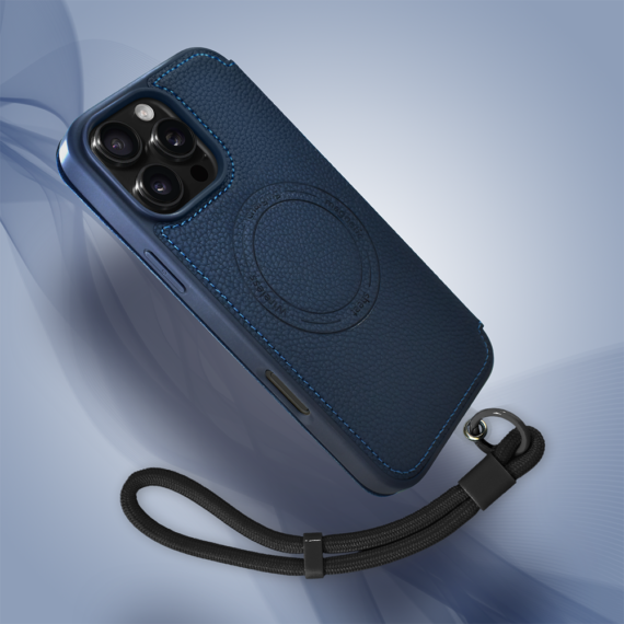 Etui do iPhone 16 pro max z klapką Solid MagSafe Book, typu książka, granatowe (9)