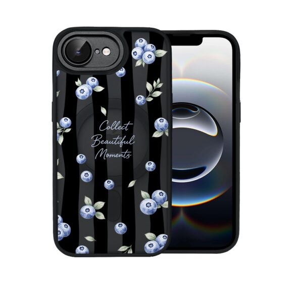 Etui do iPhone 16e Color Flush z MagSafe, z osłoną aparatu, borówkowy rytm, czarne (5)