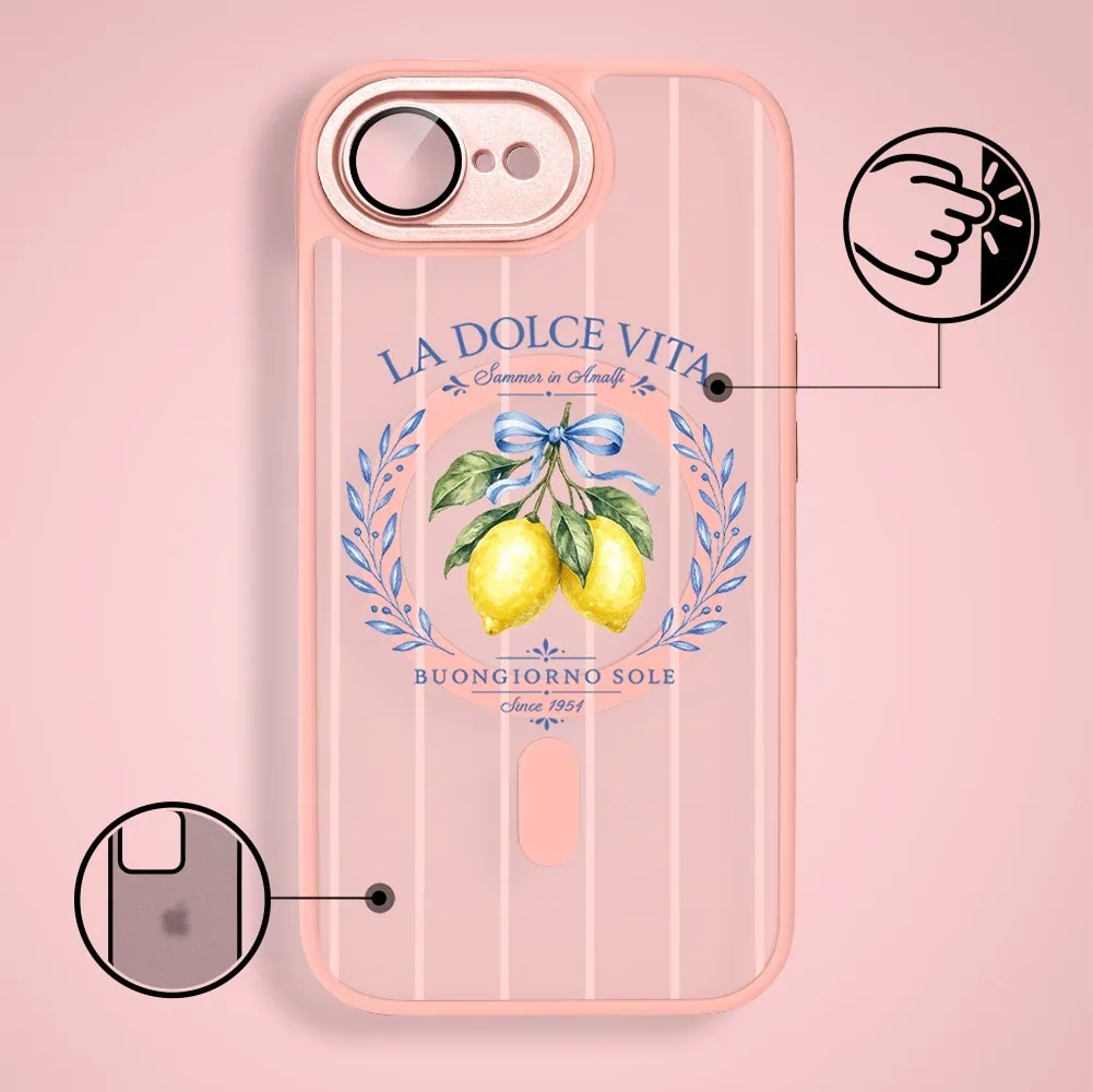 Etui do iPhone 16e Color Flush z MagSafe, z osłoną aparatu, cytrynowa dolce vita, różowe (4)