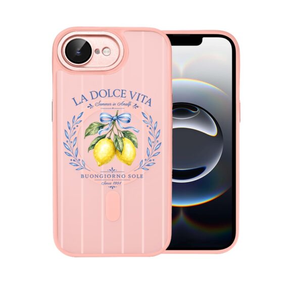 Etui do iPhone 16e Color Flush z MagSafe, z osłoną aparatu, cytrynowa dolce vita, różowe (5)