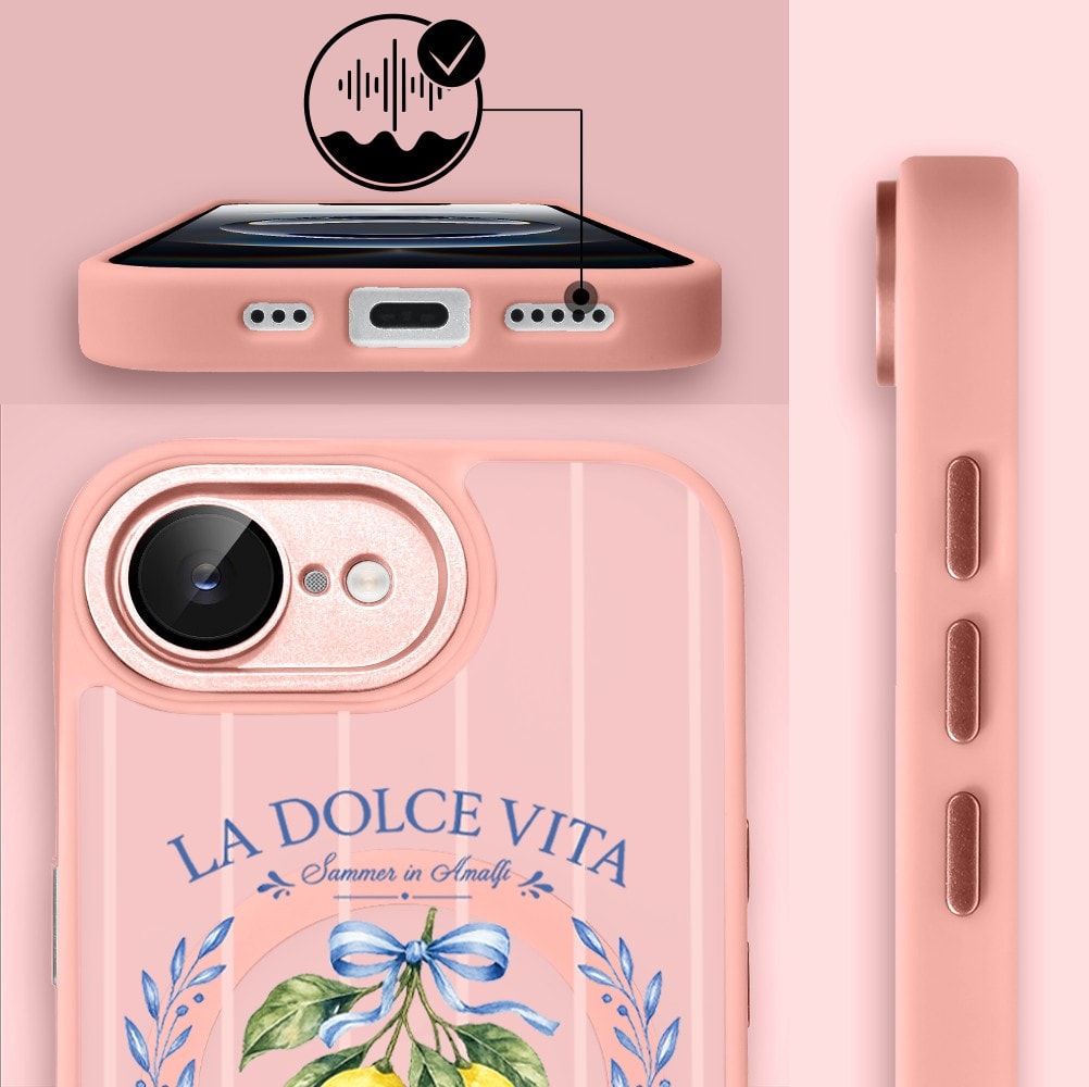 Etui do iPhone 16e Color Flush z MagSafe, z osłoną aparatu, cytrynowa dolce vita, różowe (8)