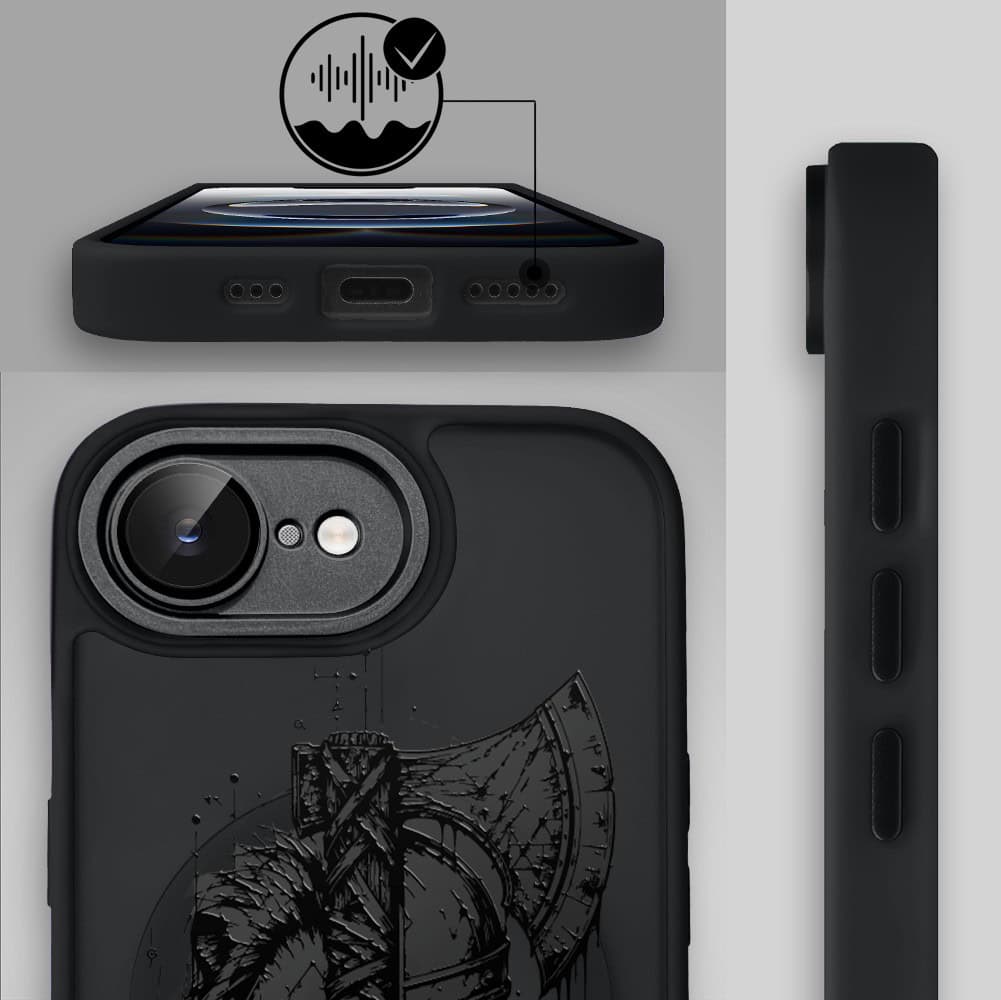 Etui do iPhone 16e Color Flush z MagSafe, z osłoną aparatu, dusza wojownika czarne (7)
