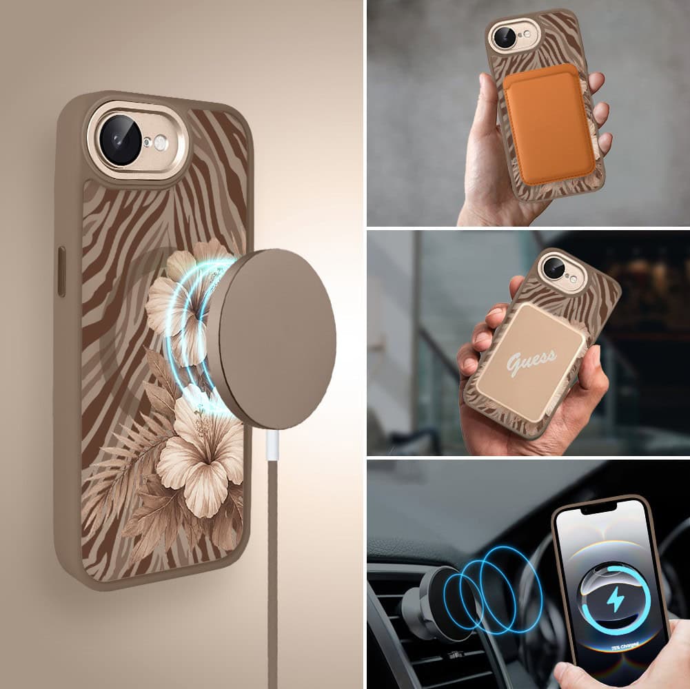 Etui do iPhone 16e Color Flush z MagSafe, z osłoną aparatu, egzotyczny hibiskus latte, pustynny brąz (6)