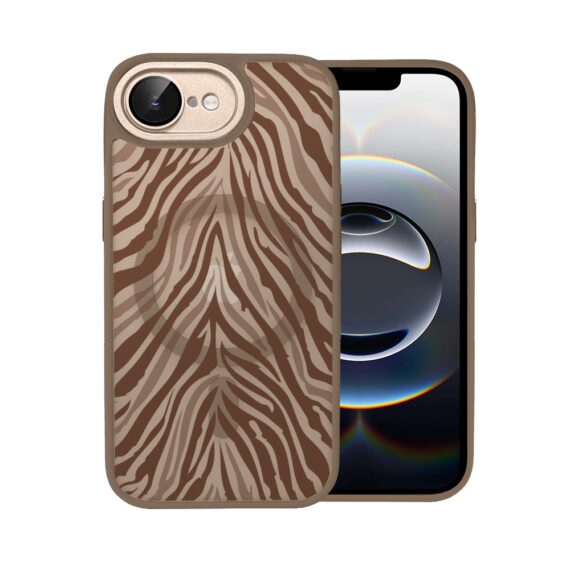 Etui do iPhone 16e Color Flush z MagSafe, z osłoną aparatu, hipnotyczna zebra, pustynny brąz (5)