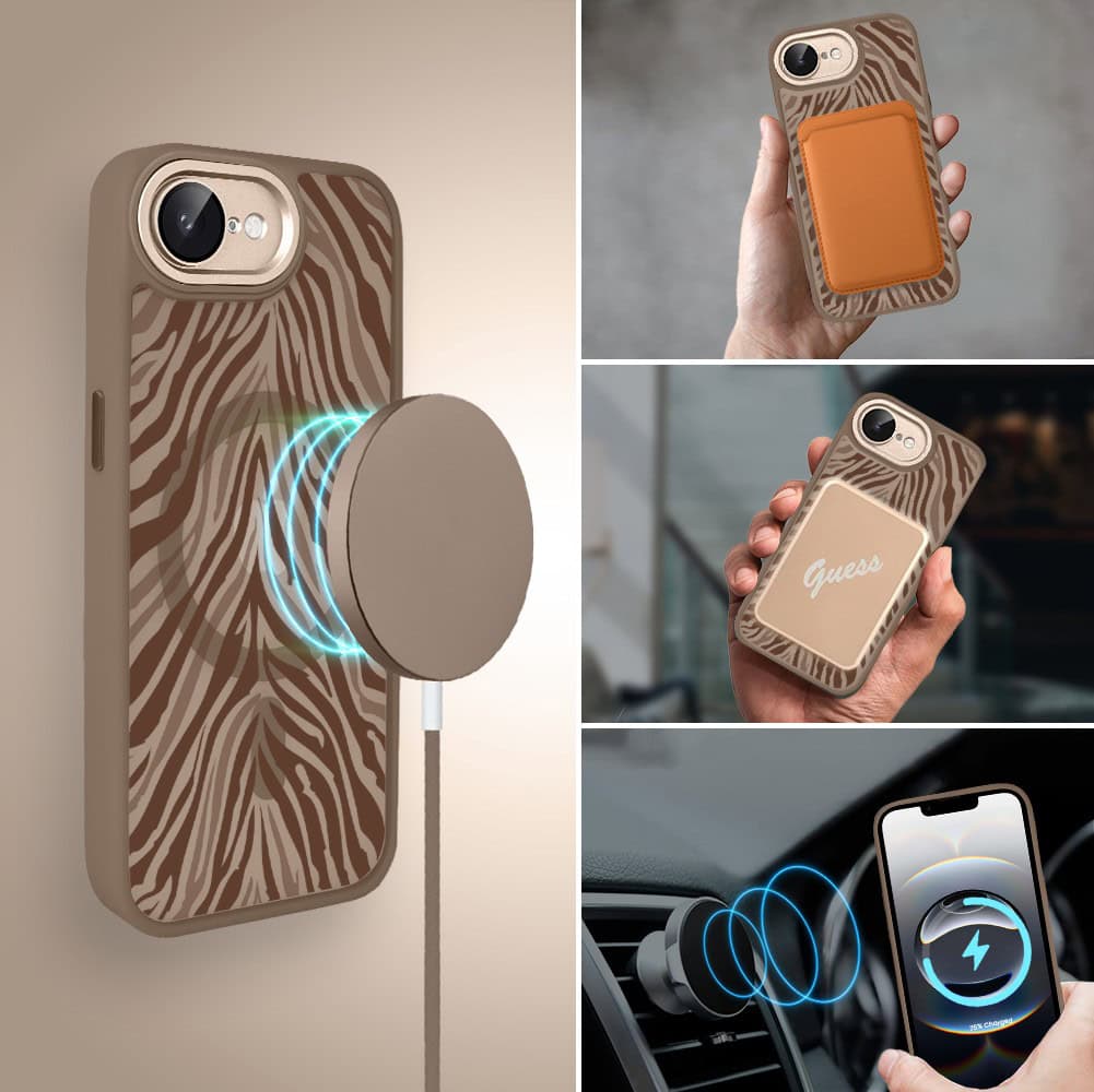 Etui do iPhone 16e Color Flush z MagSafe, z osłoną aparatu, hipnotyczna zebra, pustynny brąz (7)