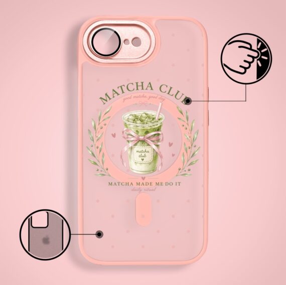 Etui do iPhone 16e Color Flush z MagSafe, z osłoną aparatu, matcha club, różowe (3)