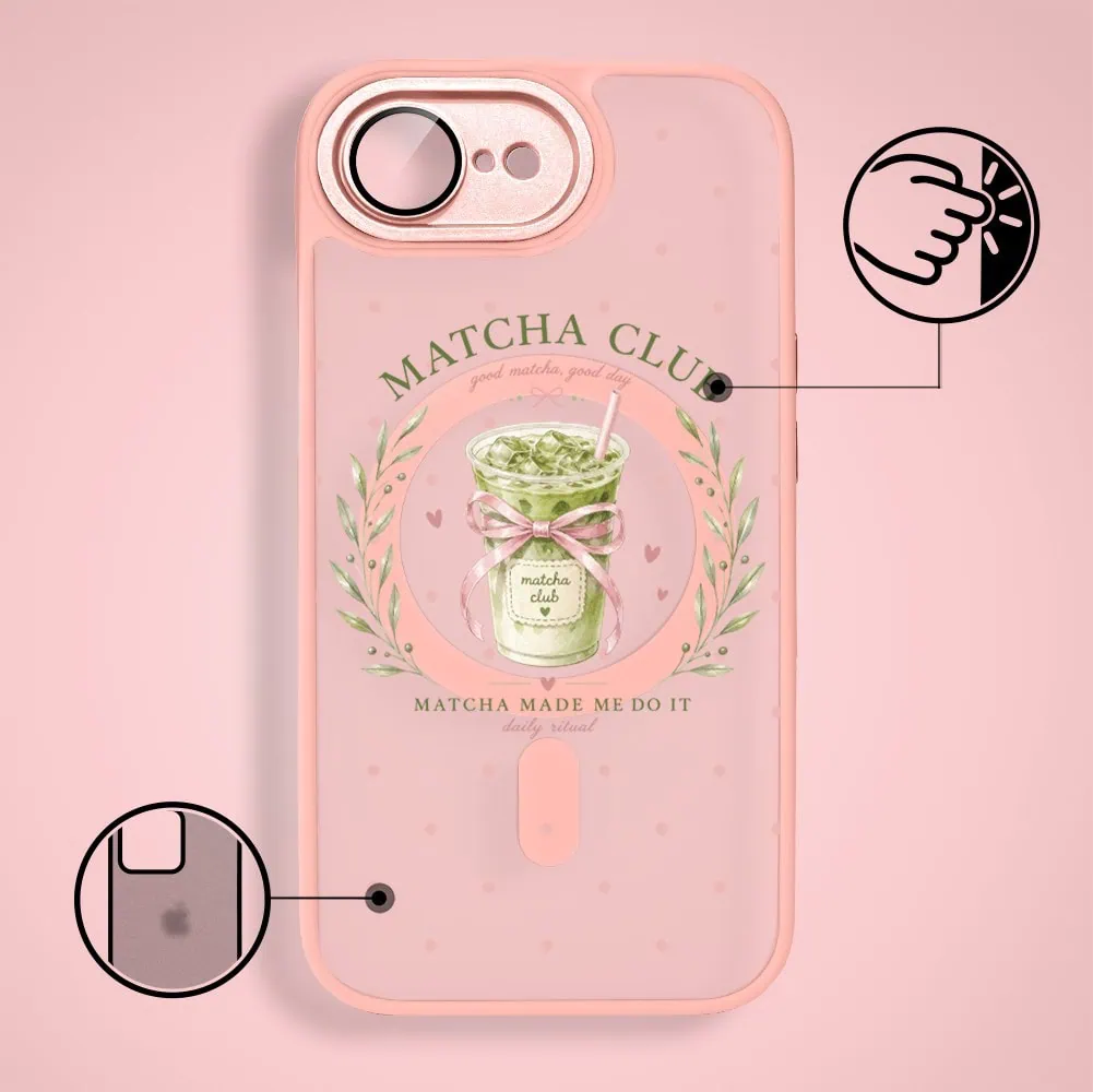 Etui do iPhone 16e Color Flush z MagSafe, z osłoną aparatu, matcha club, różowe (3)