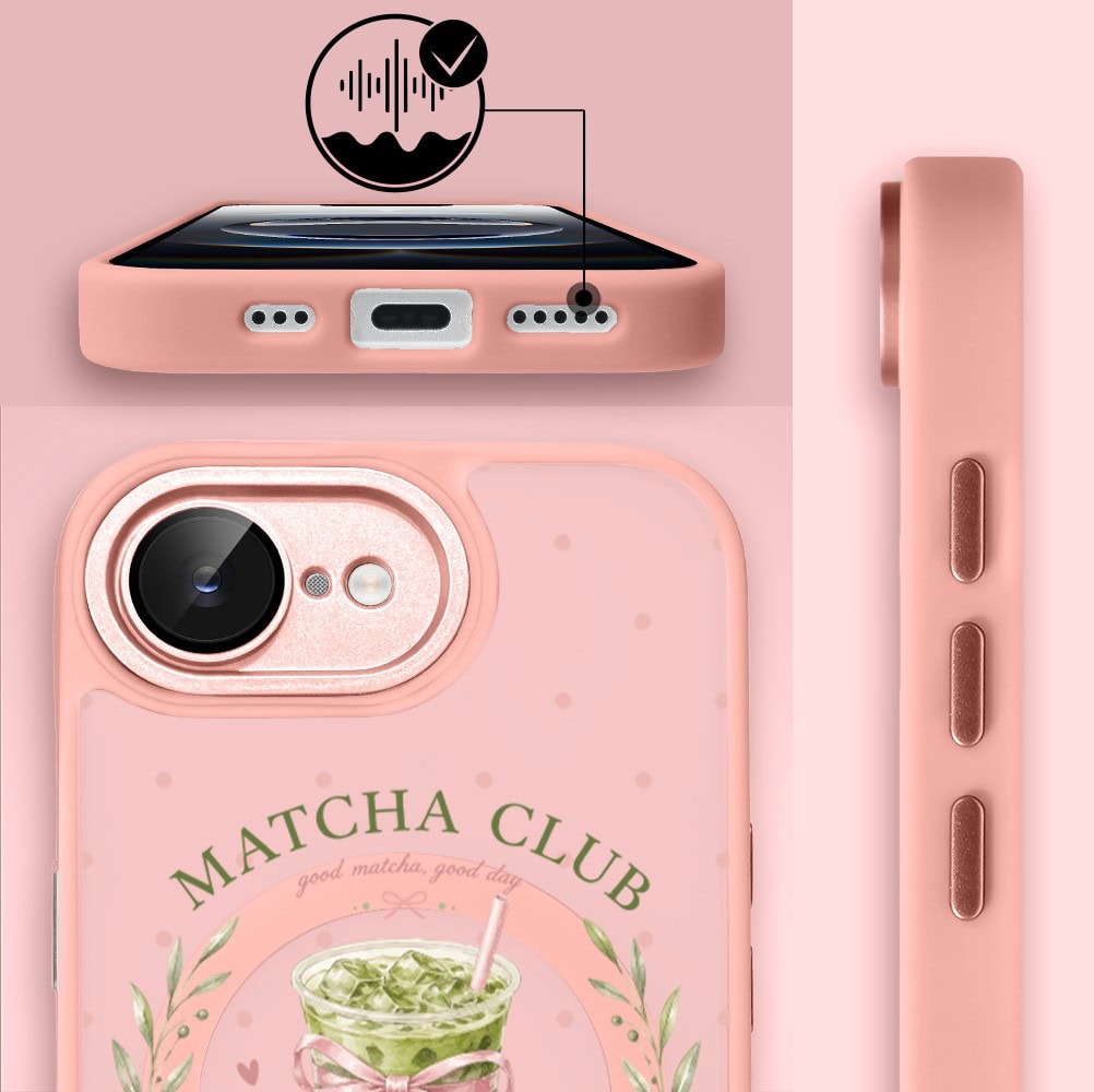 Etui do iPhone 16e Color Flush z MagSafe, z osłoną aparatu, matcha club, różowe (7)