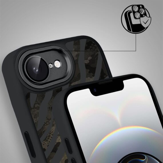 Etui do iPhone 16e Color Flush z MagSafe, z osłoną aparatu, miejski kamuflaż, czarne (2)