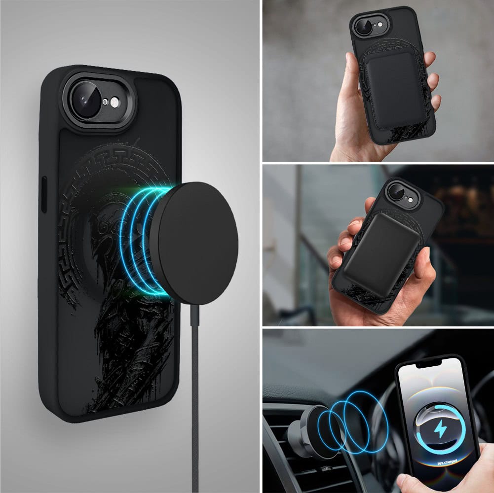 Etui do iPhone 16e Color Flush z MagSafe, z osłoną aparatu, moc centuriona, czarne (2)