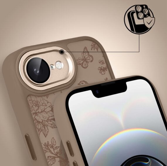 Etui do iPhone 16e Color Flush z MagSafe, z osłoną aparatu, nocna botanika , pustynny brąz (2)