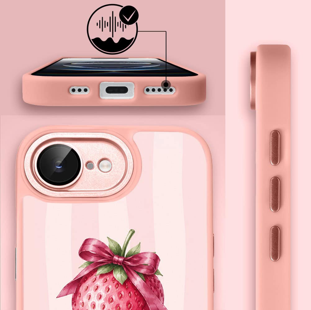 Etui do iPhone 16e Color Flush z MagSafe, z osłoną aparatu, truskawkowy moment, różowe (6)