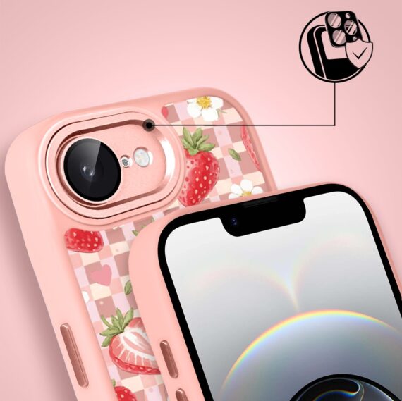 Etui do iPhone 16e Color Flush z MagSafe, z osłoną aparatu, truskawkowy piknik, różowe (8)