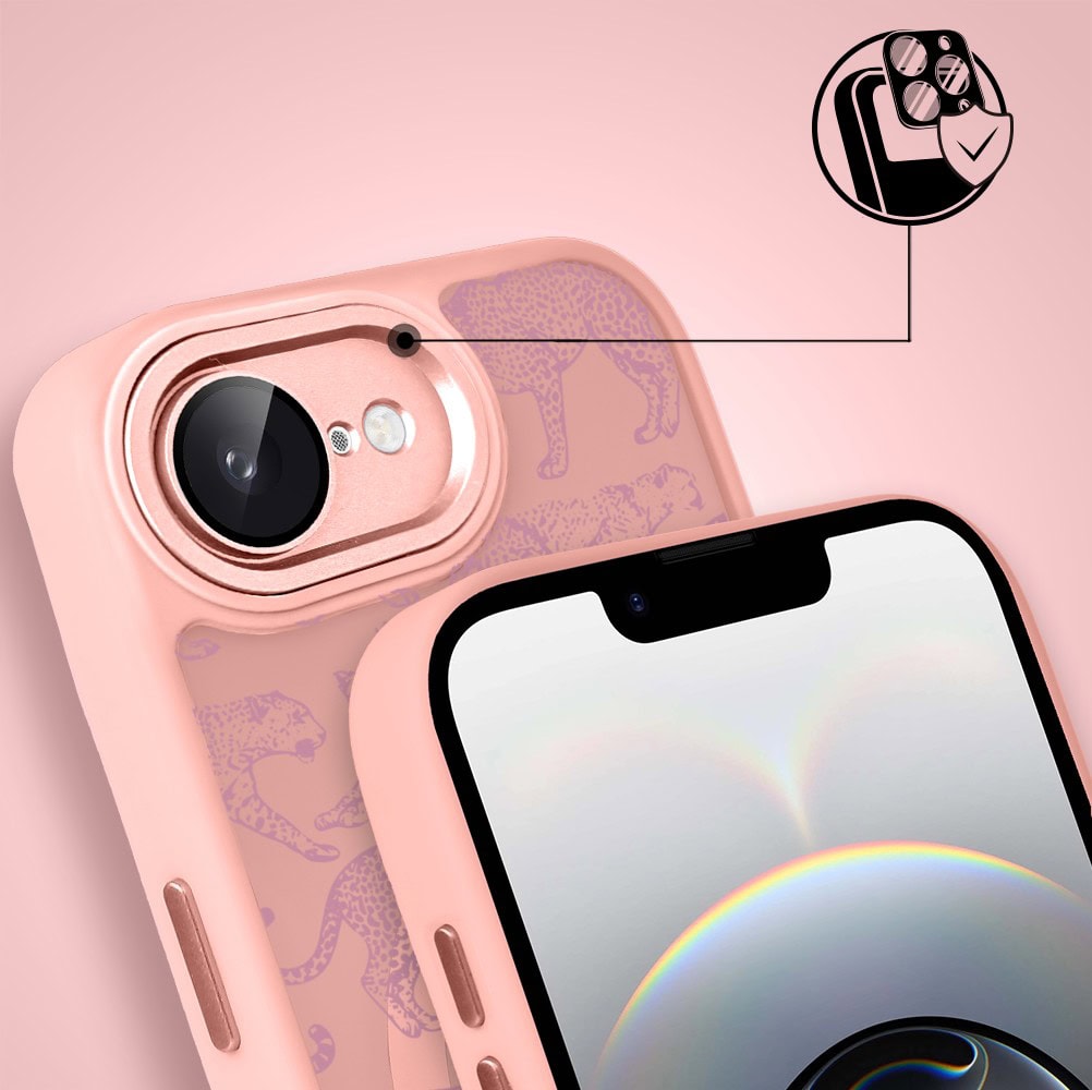 Etui do iPhone 16e Color Flush z MagSafe, z osłoną aparatu, wesołe gepardy, różowe (1)