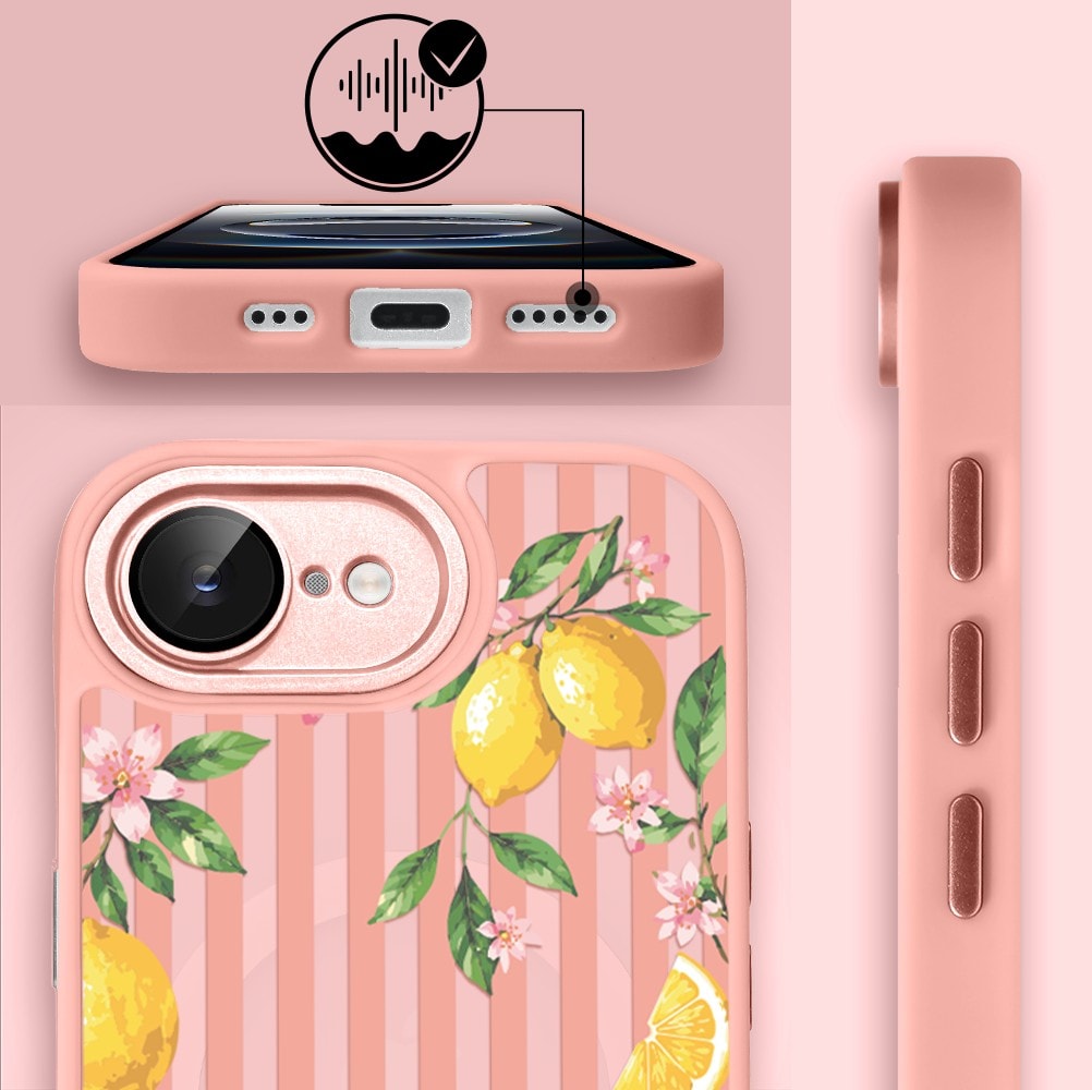 Etui do iPhone 16e Color Flush z MagSafe, z osłoną aparatu, włoskie limone, różowe (7)
