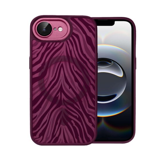 Etui do iPhone 16e, Color Flush z Magsafe, z osłoną aparatu, hipnotyczna zebra, wiśniowe (7)